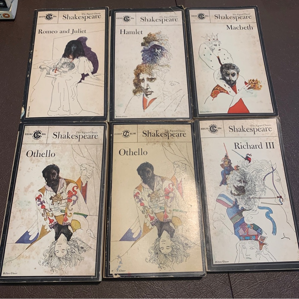 the signet classic , shakespeare, lot of 6 books, vintage paperback.